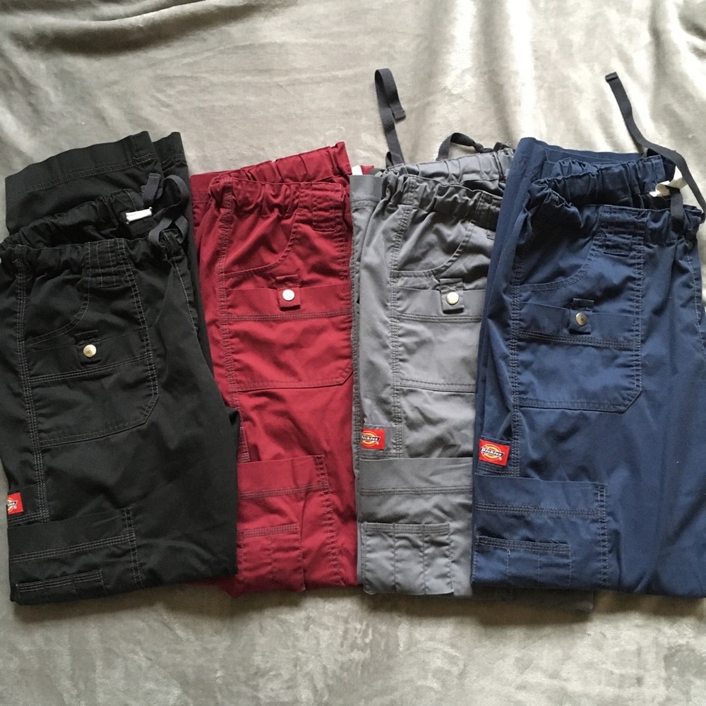 Bundle of FOUR Dickies Gen Flex Women Scrubs Pant Drawstring Cargo - Small
